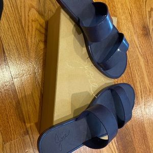 Joie dark blue rubber slides